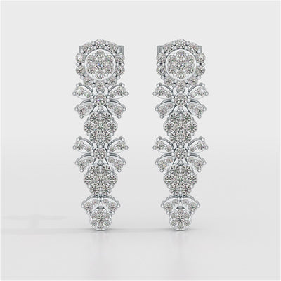 1.34 CT Lab Diamond Flower Drop Earring