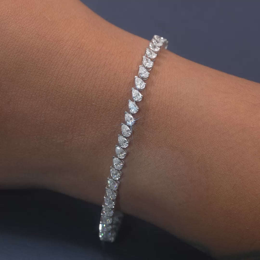 4.40 CT Pear Cut Lab Diamond Tennis Bracelet