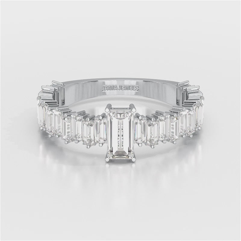 1.56 CT Cluster Baguettes Lab Diamond Ring