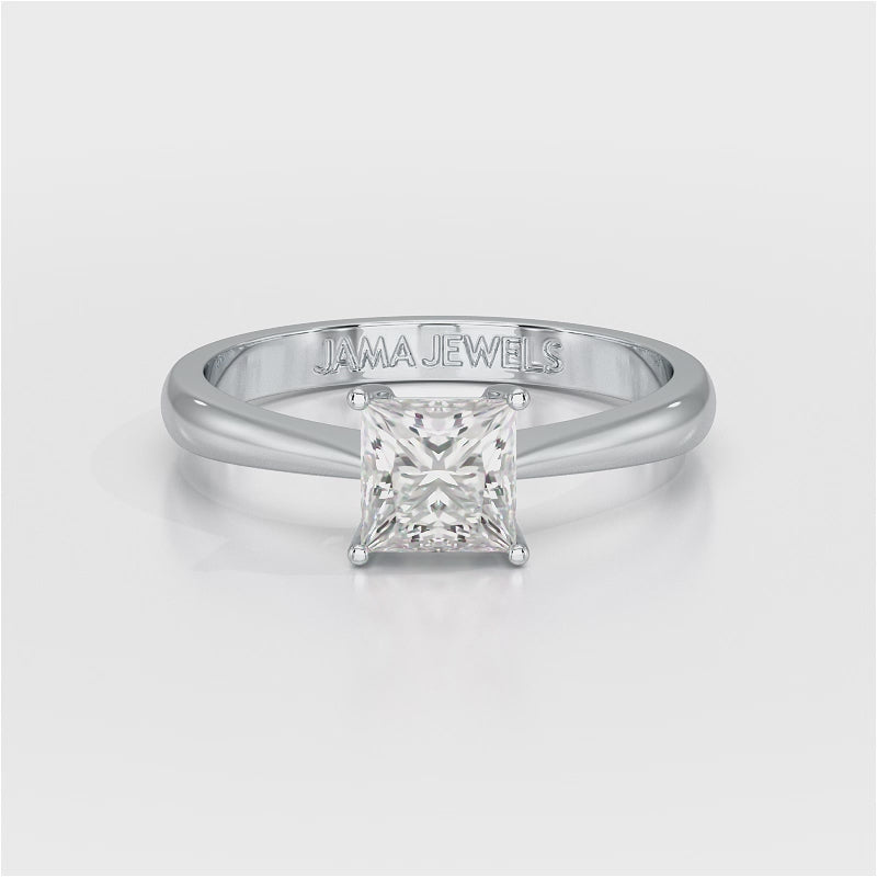 1 Ct Princess Cut Solitaire Lab Diamond Engagement Rings