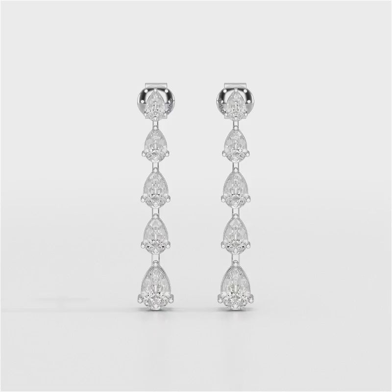 4.02 CT Pear Cut Dangle Drop Lab Diamond Earrings