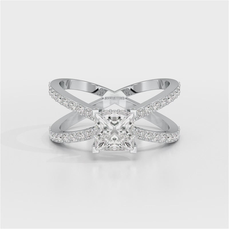 1.9 CT Princess Cut Butterfly Lab Diamond Ring