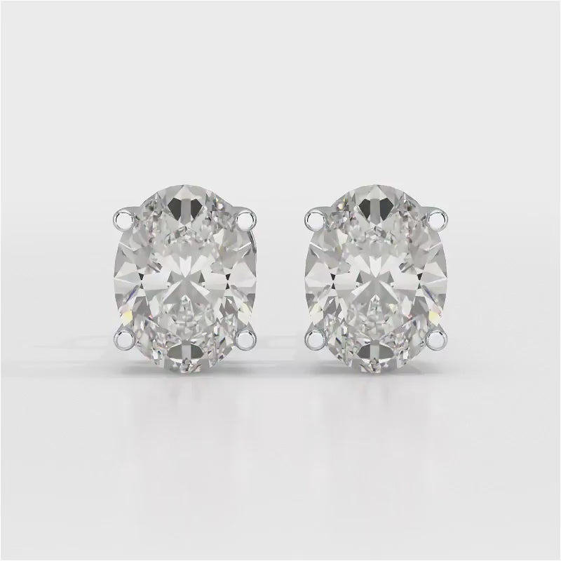 1 CT Oval Pair Solitaire Lab Diamond Stud Earrings