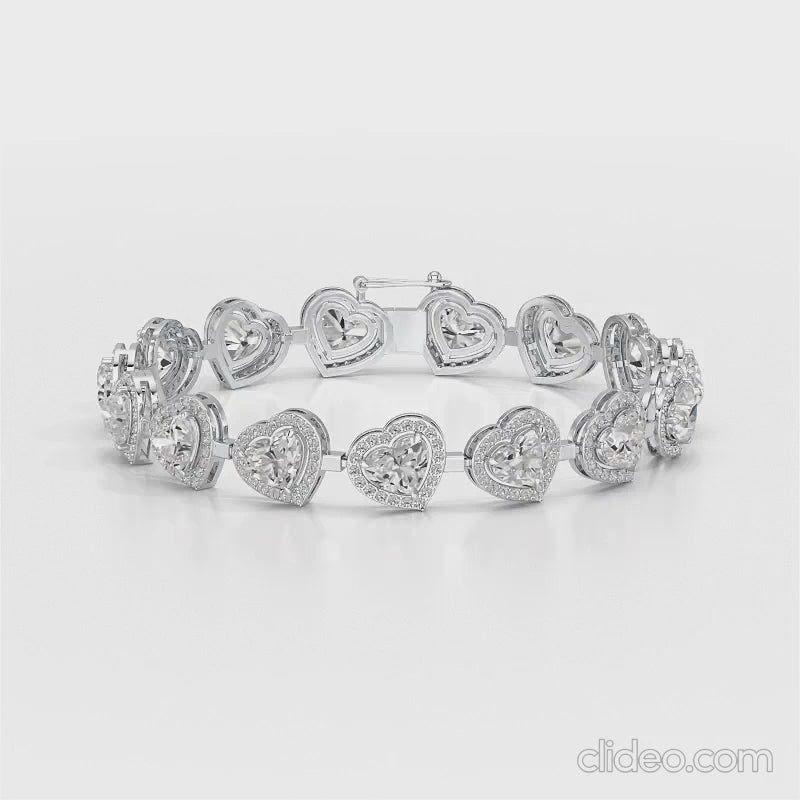 17.4 CT Heart Shaped Lab Diamond Bracelet